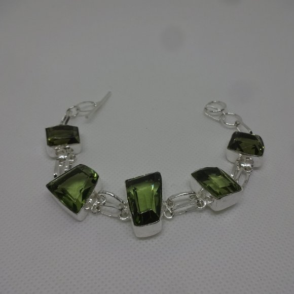 Stunning "OLIVE TOPAZ" Handmade Sterling Bracelet 7 inches #166 - Picture 1 of 3